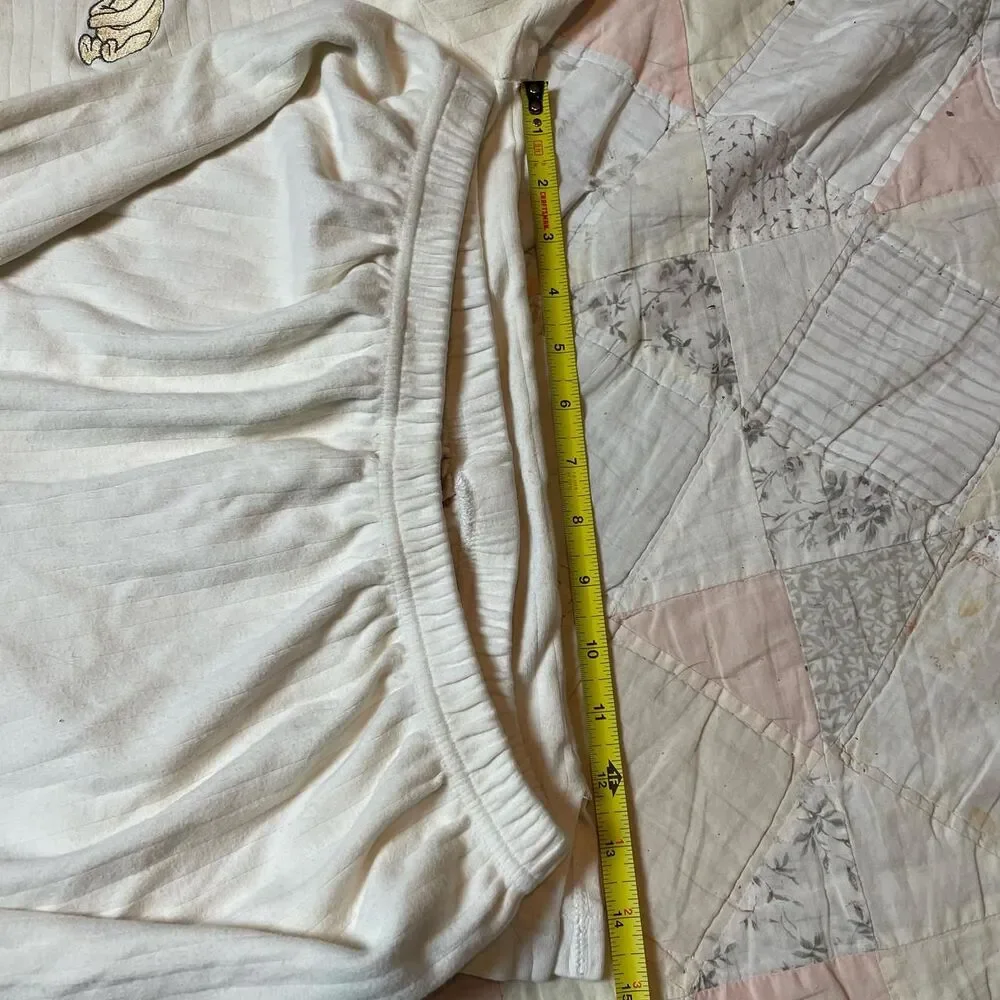 disney vintage 90s purple rosette embroidered cream winnie the pooh pajama set - Picture 5 of 8